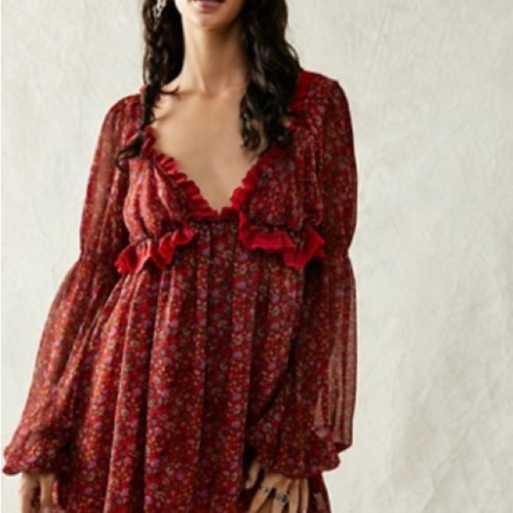 Free People Red Floral Dress
